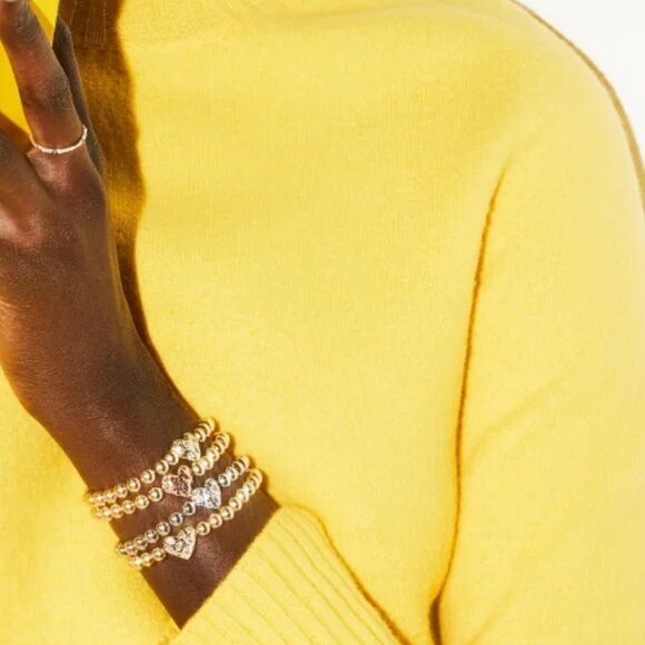 Kendra Scott Holland Gold Heart Stretch Bracelet in Pink Crystal/NWT - Picture 3 of 6